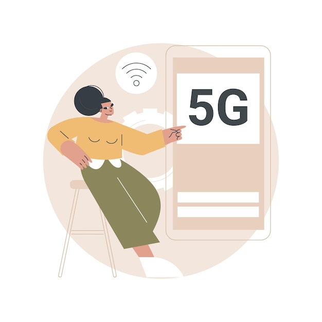 Vetor grátis ilustração do conceito abstrato de rede 5g de telefones celulares