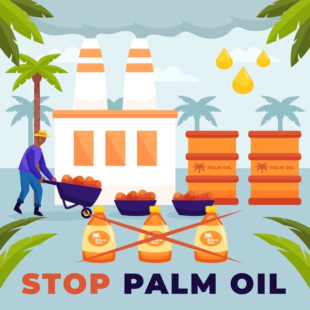 Ilustração do conceito da indústria produtora de óleo de palma