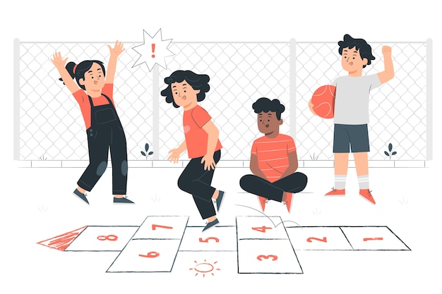 Ilustração do conceito de amarelinha