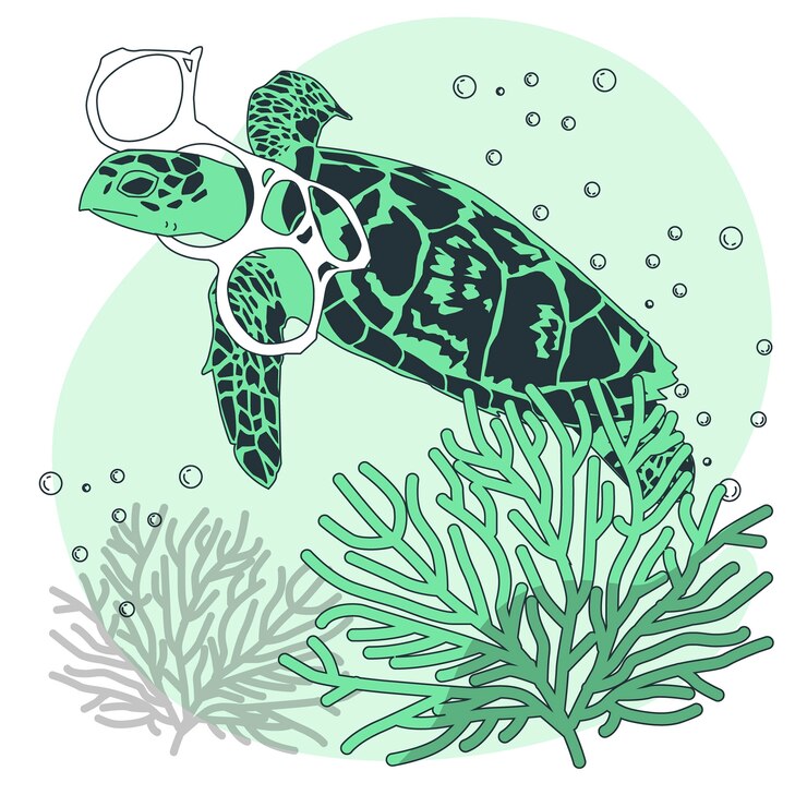 Vetor grátis ilustração do conceito de animais que sofrem com a poluição oceânica