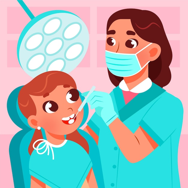 Ilustração do conceito de atendimento odontológico dos desenhos animados