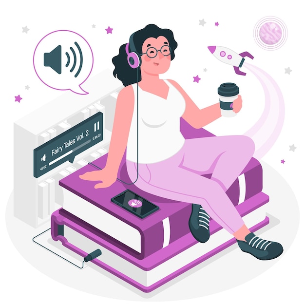 Ilustração do conceito de audiolivro