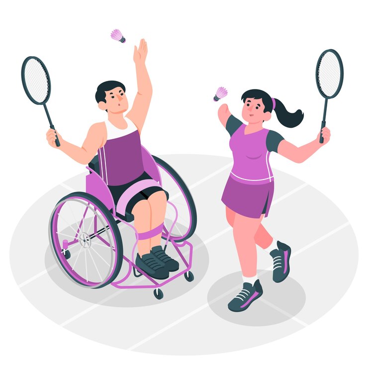 Vetor grátis ilustração do conceito de badminton paraolímpico
