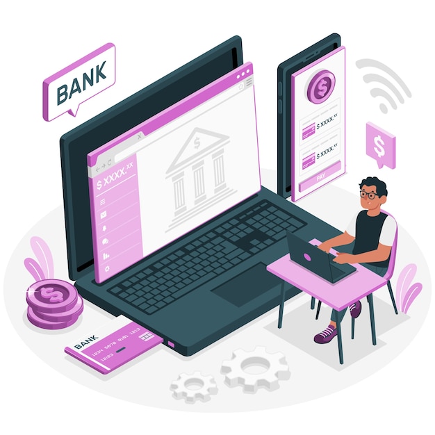 Vetor grátis ilustração do conceito de banco online
