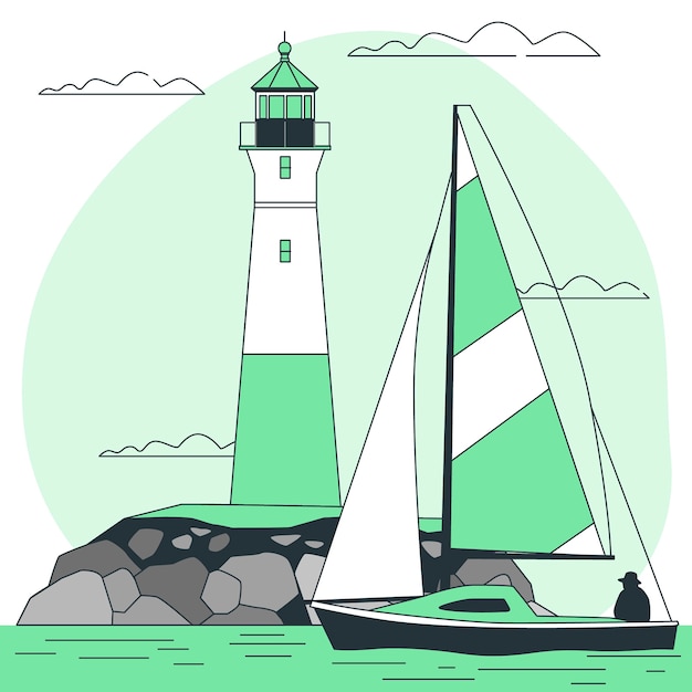 Ilustração do conceito de barco farol