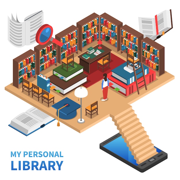 Vetor grátis ilustração do conceito de biblioteca pessoal