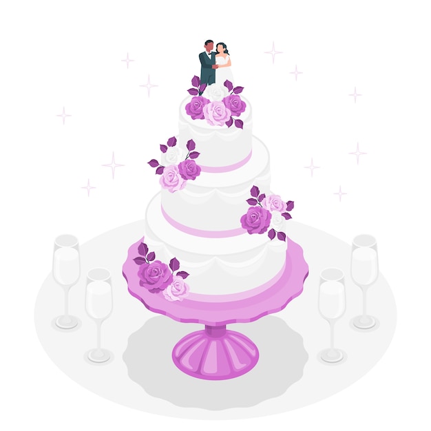 Casamento bolo desenho animado colori clipart ilustração 21516319 Vetor no  Vecteezy