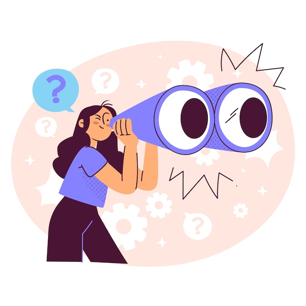 Ilustração do conceito de busca por curiosidade