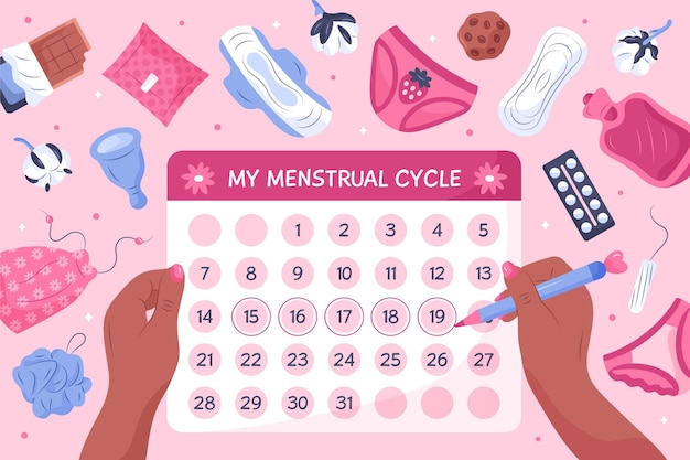 Ilustração do conceito de calendário menstrual