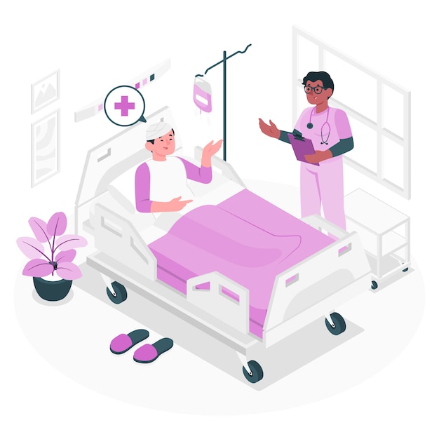 Vetor grátis ilustração do conceito de cama de hospital