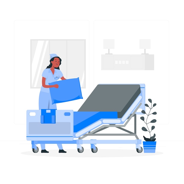 Ilustração do conceito de cama de hospital