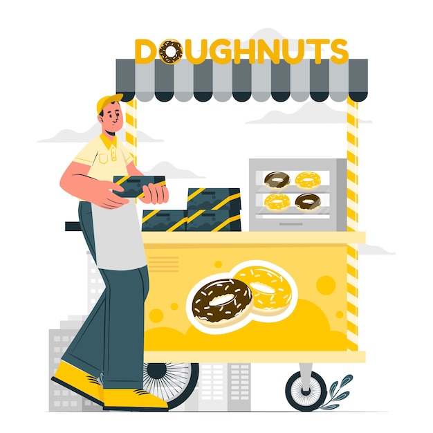 Vetor grátis ilustração do conceito de carrinho de donuts