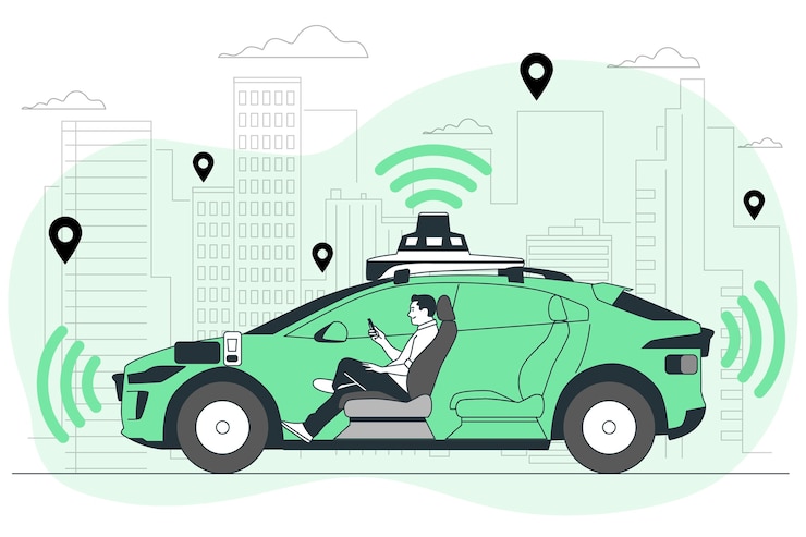 Vetor grátis ilustração do conceito de carro autônomo