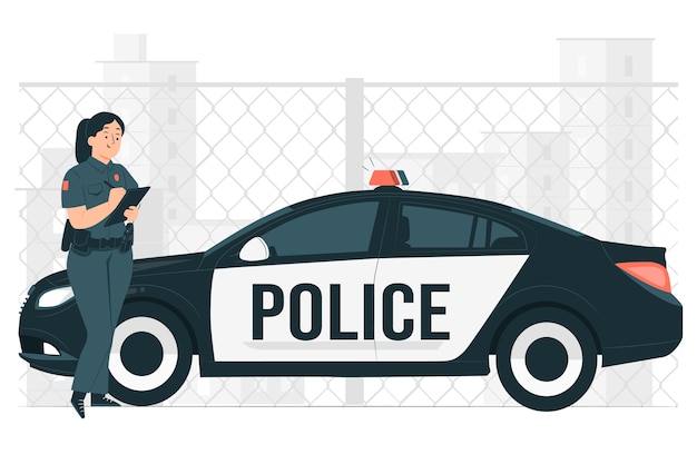 Vetor grátis ilustração do conceito de carro de polícia