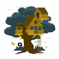 Vetor grátis ilustração do conceito de casa na árvore
