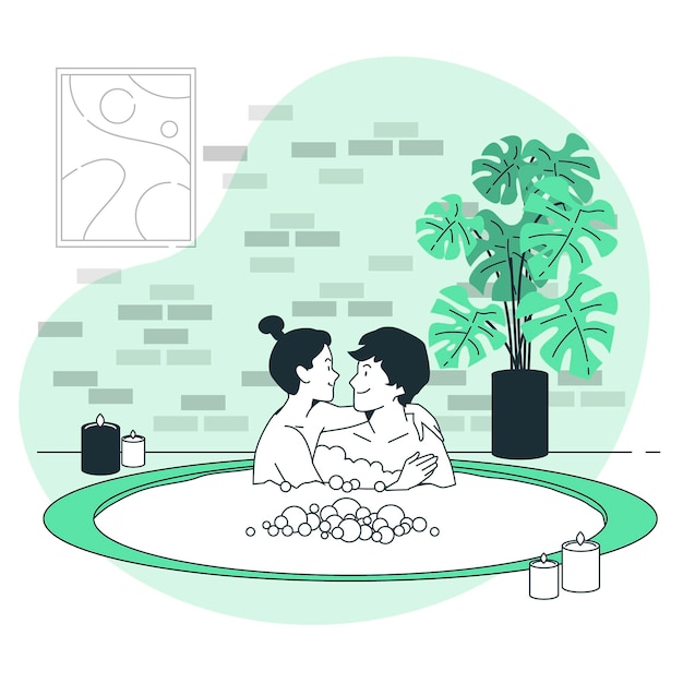 Vetor grátis ilustração do conceito de casal em uma jacuzzi