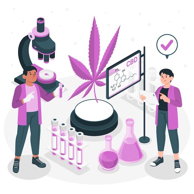 Vetor grátis ilustração do conceito de cbd analisada por um cientista