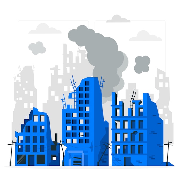 Ilustração do conceito de cidade destruída
