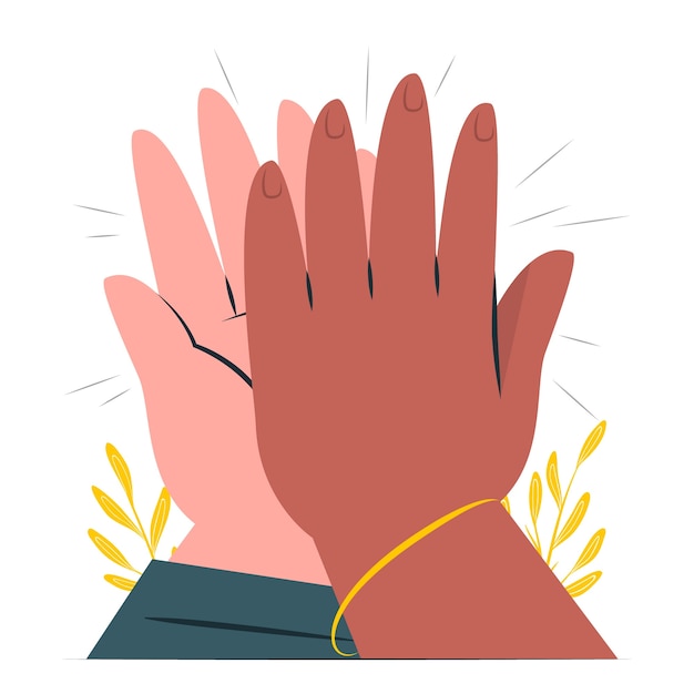 Vetor grátis ilustração do conceito de cinco mãos altas