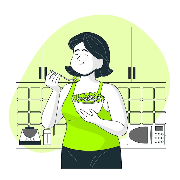 Ilustração do conceito de comer comida saudável