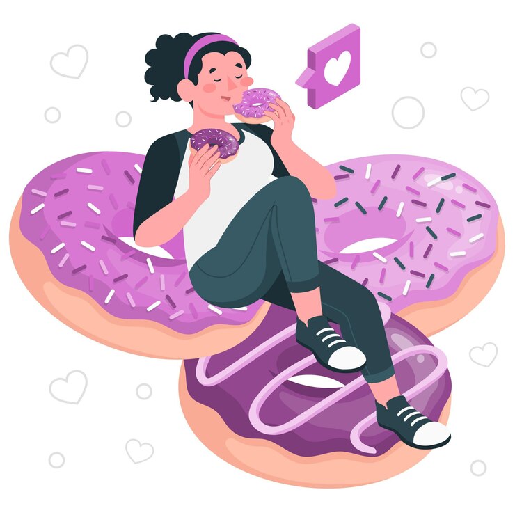 Vetor grátis ilustração do conceito de comer donuts