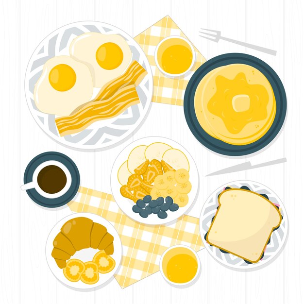 Ilustração do conceito de comida de brunch