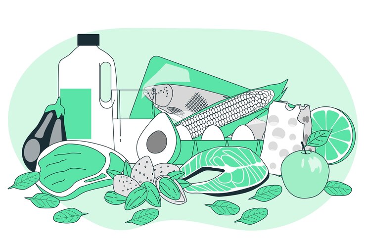 Vetor grátis ilustração do conceito de comida de proteína