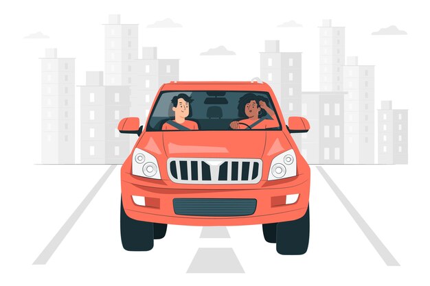 Ilustração do conceito de condução de carro