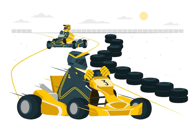 Vetor grátis ilustração do conceito de corrida de kart