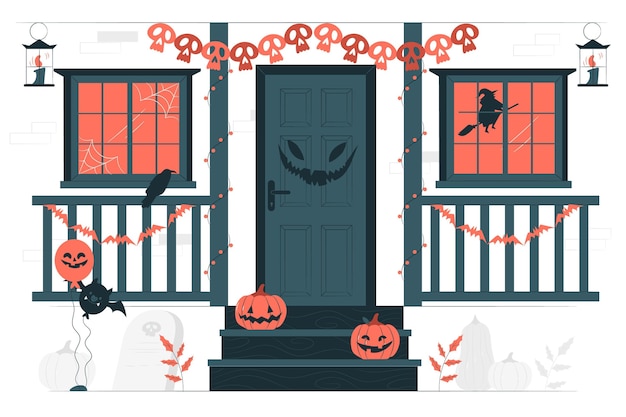 Vetor grátis ilustração do conceito de decoração de halloween em casa