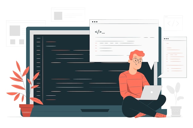 Ilustração do conceito de digitação de código