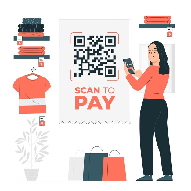 Ilustração do conceito de digitalização para pagar