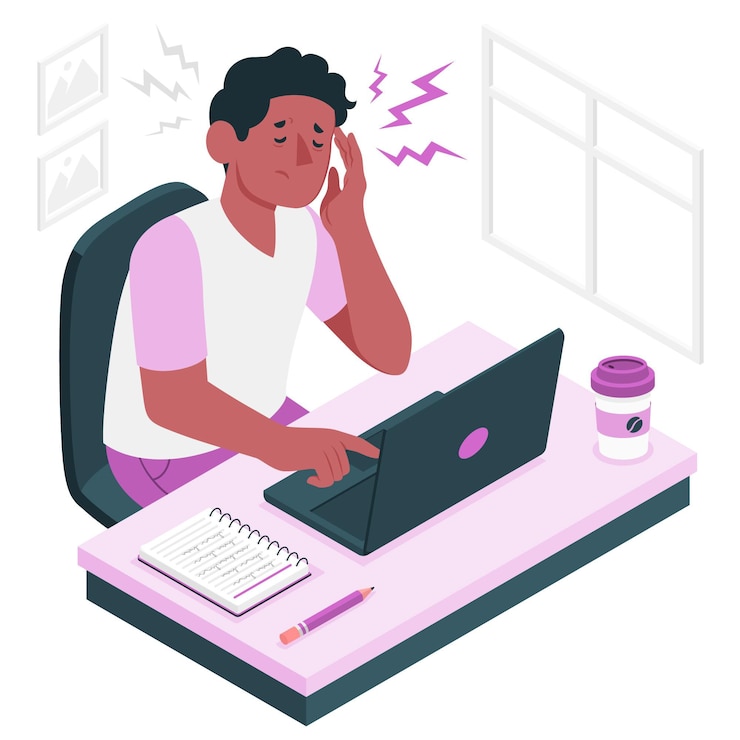 Vetor grátis ilustração do conceito de dor de cabeça