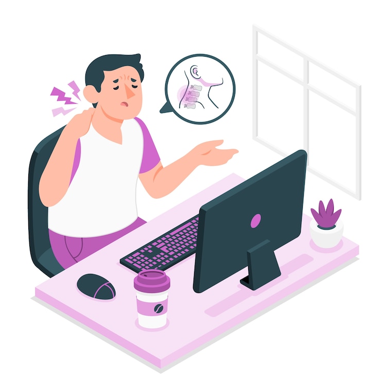 Vetor grátis ilustração do conceito de dor no pescoço