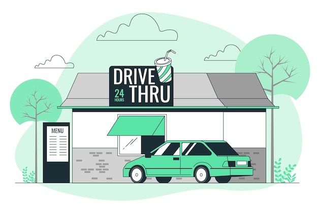 Ilustração do conceito de drive thru