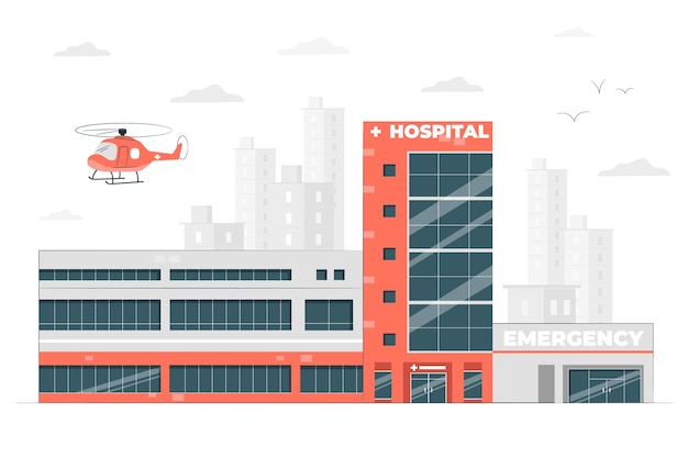 Ilustração do conceito de edifício de hospital