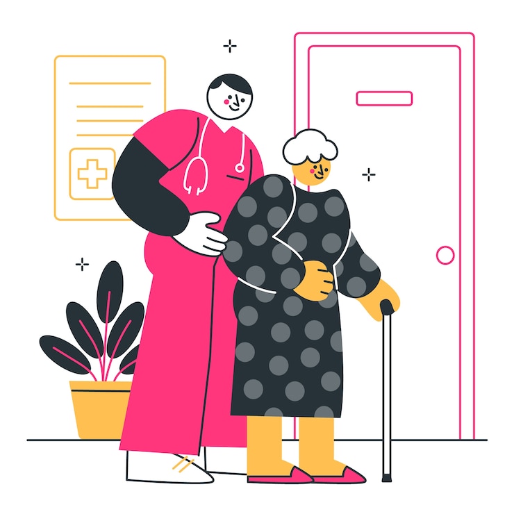 Vetor grátis ilustração do conceito de enfermeira ajudando o paciente