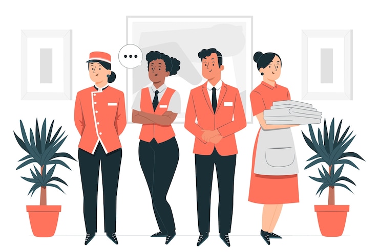 Vetor grátis ilustração do conceito de equipe do hotel