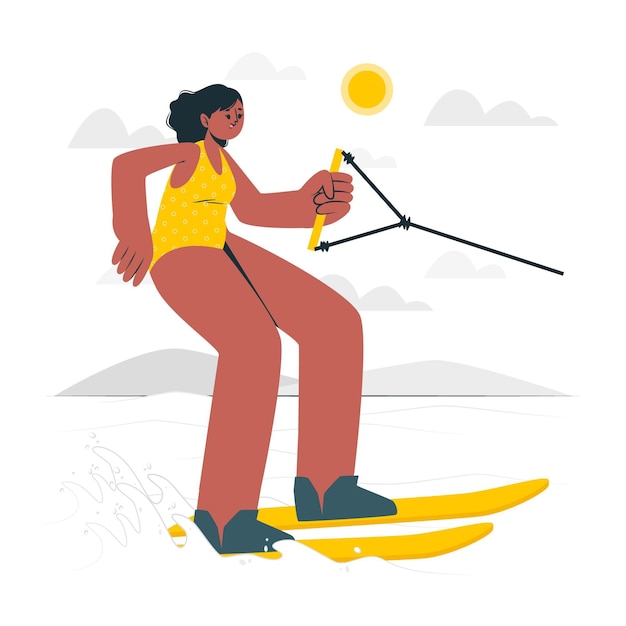 Ilustração do conceito de esqui aquático