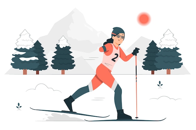 Vetor grátis ilustração do conceito de esqui nórdico para