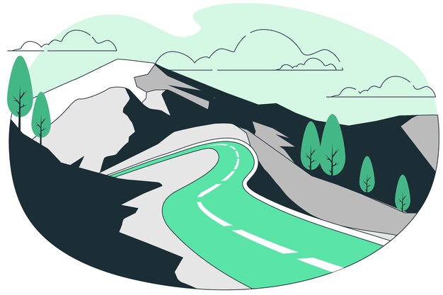 Ilustração do conceito de estrada de montanha