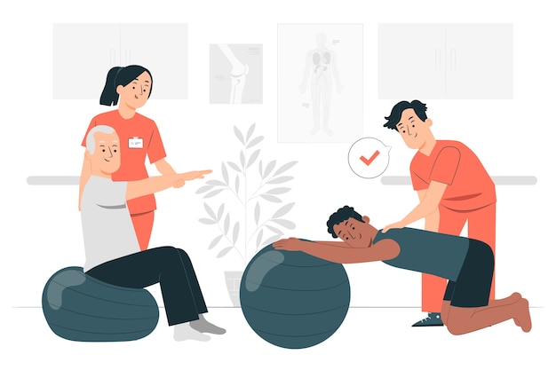 Ilustração do conceito de exercício de fisioterapia