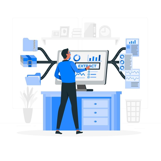 Ilustração do conceito de extração de dados