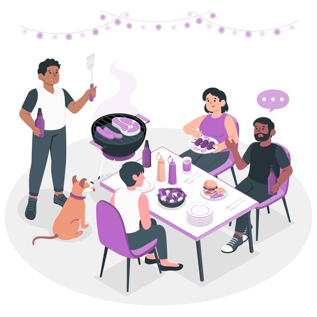 Ilustração do conceito de festa de churrasco