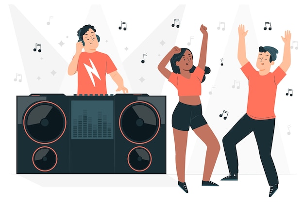 Ilustração do conceito de festa de DJ