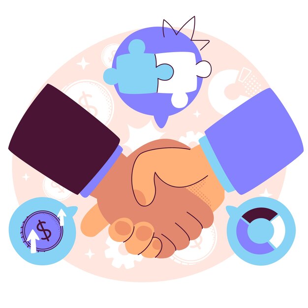 Ilustração do conceito de fusão de empresas