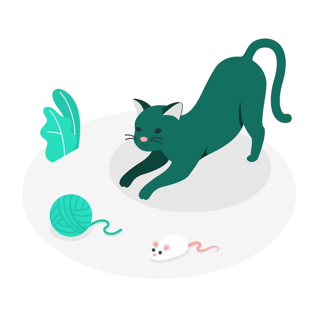 Ilustração do conceito de gato brincalhão