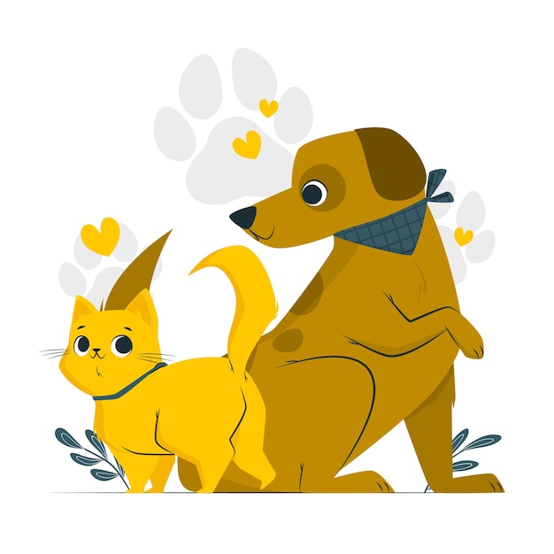 Vetor grátis ilustração do conceito de gato e cachorro