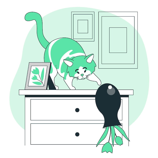 Vetor grátis ilustração do conceito de gato jogando um vaso