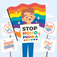 Vetor grátis ilustração do conceito de homofobia de parada desenhada à mão